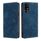 For TCL 40 XE 5G / 40X 5G T601D RFID Anti-theft Brush Magnetic Leather Phone Case(Blue) - 1