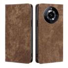 For Realme 11 5G RFID Anti-theft Brush Magnetic Leather Phone Case(Brown) - 1