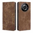 For Realme 11 Pro / 11 Pro+ 5G RFID Anti-theft Brush Magnetic Leather Phone Case(Brown) - 1