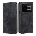 For Realme GT5 / GT5 240W RFID Anti-theft Brush Magnetic Leather Phone Case(Black) - 1