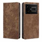 For Realme GT5 / GT5 240W RFID Anti-theft Brush Magnetic Leather Phone Case(Brown) - 1