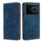 For Realme GT5 / GT5 240W RFID Anti-theft Brush Magnetic Leather Phone Case(Blue) - 1