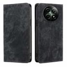 For Realme 12 5G RFID Anti-theft Brush Magnetic Leather Phone Case(Black) - 1