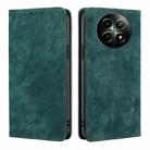 For Realme 12 5G RFID Anti-theft Brush Magnetic Leather Phone Case(Green) - 1