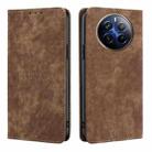 For Realme 12 Pro 5G RFID Anti-theft Brush Magnetic Leather Phone Case(Brown) - 1