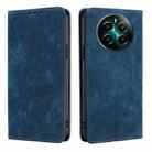 For Realme 12+ 5G RFID Anti-theft Brush Magnetic Leather Phone Case(Blue) - 1