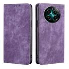 For Realme 12+ 5G RFID Anti-theft Brush Magnetic Leather Phone Case(Purple) - 1