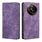 For Realme GT5 Pro 5G RFID Anti-theft Brush Magnetic Leather Phone Case(Purple) - 1