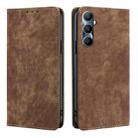 For Realme C65 4G RFID Anti-theft Brush Magnetic Leather Phone Case(Brown) - 1