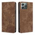 For Realme C61 4G RFID Anti-theft Brush Magnetic Leather Phone Case(Brown) - 1