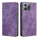 For Realme C61 4G RFID Anti-theft Brush Magnetic Leather Phone Case(Purple) - 1