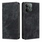 For Realme GT Neo6 SE RFID Anti-theft Brush Magnetic Leather Phone Case(Black) - 1