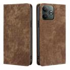 For Realme GT Neo6 SE RFID Anti-theft Brush Magnetic Leather Phone Case(Brown) - 1