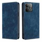 For Realme GT Neo6 SE RFID Anti-theft Brush Magnetic Leather Phone Case(Blue) - 1