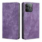 For Realme GT Neo6 SE RFID Anti-theft Brush Magnetic Leather Phone Case(Purple) - 1