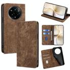 For Realme 14 Pro 5G Global RFID Anti-theft Brush Magnetic Leather Phone Case(Brown) - 1