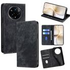 For Realme 14 Pro+ 5G RFID Anti-theft Brush Magnetic Leather Phone Case(Black) - 1