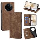 For Realme 14 Pro+ 5G RFID Anti-theft Brush Magnetic Leather Phone Case(Brown) - 1