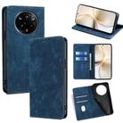 For Realme 14 Pro+ 5G RFID Anti-theft Brush Magnetic Leather Phone Case(Blue) - 1