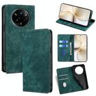 For Realme 14 Pro+ 5G RFID Anti-theft Brush Magnetic Leather Phone Case(Green) - 1