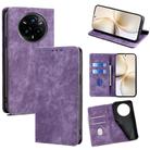 For Realme 14 Pro+ 5G RFID Anti-theft Brush Magnetic Leather Phone Case(Purple) - 1