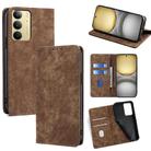 For Realme C75 4G / 14x 5G Global RFID Anti-theft Brush Magnetic Leather Phone Case(Brown) - 1
