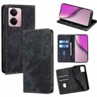 For Realme P3 Pro 5G Global RFID Anti-theft Brush Magnetic Leather Phone Case(Black) - 1