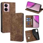 For Realme P3 Pro 5G Global RFID Anti-theft Brush Magnetic Leather Phone Case(Brown) - 1