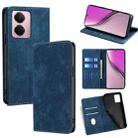 For Realme P3 Pro 5G Global RFID Anti-theft Brush Magnetic Leather Phone Case(Blue) - 1