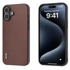 For iPhone 16 ABEEL Genuine Leather Xiaoya Series Phone Case(Coffee) - 1