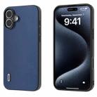 For iPhone 16 Plus ABEEL Genuine Leather Xiaoya Series Phone Case(Blue) - 1