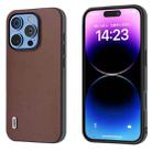 For iPhone 16 Pro Max ABEEL Genuine Leather Xiaoya Series Phone Case(Coffee) - 1