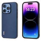 For iPhone 16 Pro ABEEL Genuine Leather Xiaoya Series Phone Case(Blue) - 1