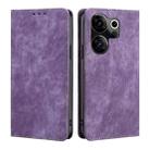 For Tecno Camon 20 Premier 5G RFID Anti-theft Brush Magnetic Leather Phone Case(Purple) - 1