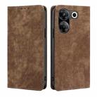 For Tecno Camon 20 Pro 5G RFID Anti-theft Brush Magnetic Leather Phone Case(Brown) - 1