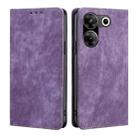 For Tecno Camon 20 Pro 5G RFID Anti-theft Brush Magnetic Leather Phone Case(Purple) - 1