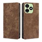 For Tecno Spark Go 2024 RFID Anti-theft Brush Magnetic Leather Phone Case(Brown) - 1