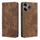 For Tecno Pova 6 Pro 5G RFID Anti-theft Brush Magnetic Leather Phone Case(Brown) - 1