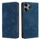 For Tecno Pova 6 Pro 5G RFID Anti-theft Brush Magnetic Leather Phone Case(Blue) - 1