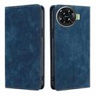 For Tecno Spark 20 Pro+ 4G RFID Anti-theft Brush Magnetic Leather Phone Case(Blue) - 1