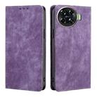 For Tecno Spark 20 Pro+ 4G RFID Anti-theft Brush Magnetic Leather Phone Case(Purple) - 1