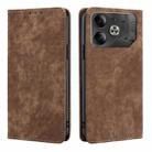 For Tecno Pova 6 5G RFID Anti-theft Brush Magnetic Leather Phone Case(Brown) - 1