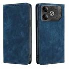 For Tecno Pova 6 5G RFID Anti-theft Brush Magnetic Leather Phone Case(Blue) - 1