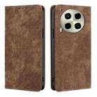 For Tecno Camon 30 RFID Anti-theft Brush Magnetic Leather Phone Case(Brown) - 1