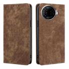 For Tecno Camon 30 Pro 5G RFID Anti-theft Brush Magnetic Leather Phone Case(Brown) - 1