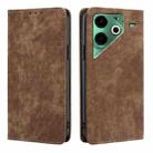 For Tecno Pova 6 Neo 4G RFID Anti-theft Brush Magnetic Leather Phone Case(Brown) - 1