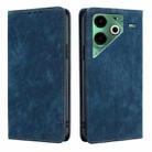 For Tecno Pova 6 Neo 4G RFID Anti-theft Brush Magnetic Leather Phone Case(Blue) - 1