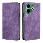 For Tecno Pova 6 Neo 4G RFID Anti-theft Brush Magnetic Leather Phone Case(Purple) - 1