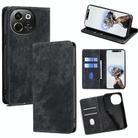 For Tecno Pova 6 Neo 5G RFID Anti-theft Brush Magnetic Leather Phone Case(Black) - 1