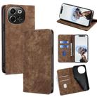 For Tecno Pova 6 Neo 5G RFID Anti-theft Brush Magnetic Leather Phone Case(Brown) - 1